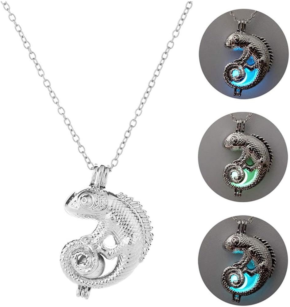 Amazon | Necmカッコいい カメレオン トカゲペンダントトップ